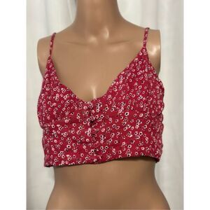 SUPER CUTE WOMEN PRINCESS POLLY Floral print Crop top Button up front WITH Adjus